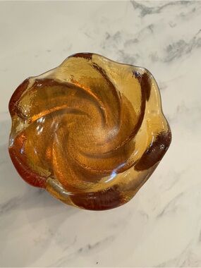 Vintage Fenton  Amber Swirl Glass Decorative dish